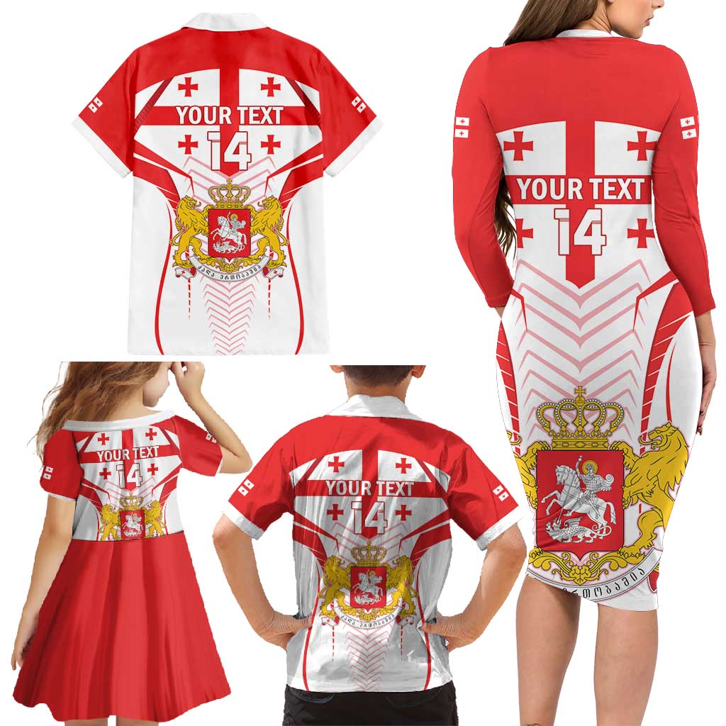 Custom Georgia Football Family Matching Long Sleeve Bodycon Dress and Hawaiian Shirt Come On Georgian