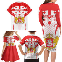 Custom Georgia Football Family Matching Long Sleeve Bodycon Dress and Hawaiian Shirt Come On Georgian