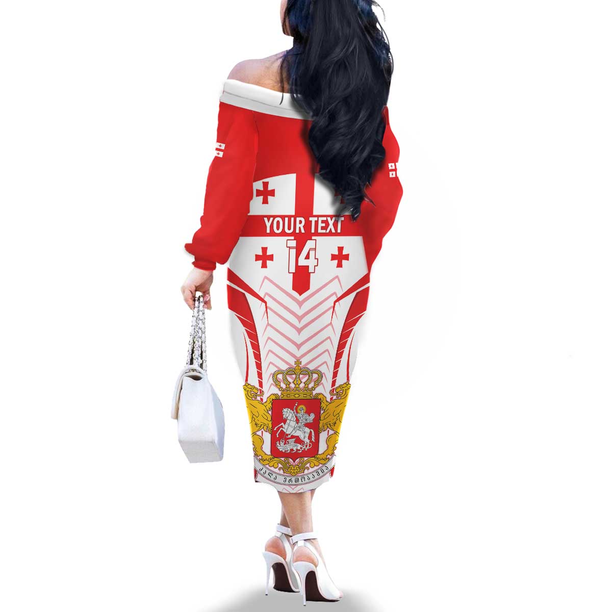 Custom Georgia Football Family Matching Off The Shoulder Long Sleeve Dress and Hawaiian Shirt Come On Georgian