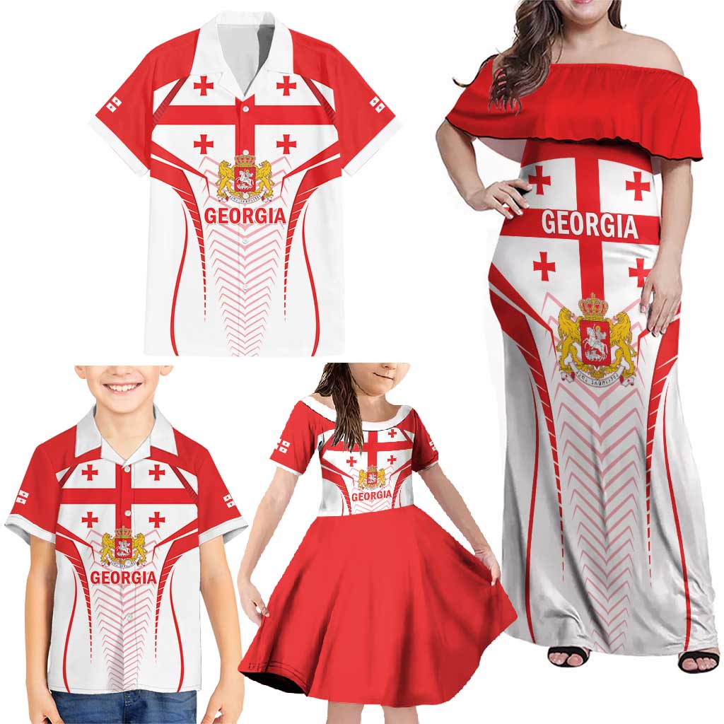 Custom Georgia Football Family Matching Off Shoulder Maxi Dress and Hawaiian Shirt Come On Georgian