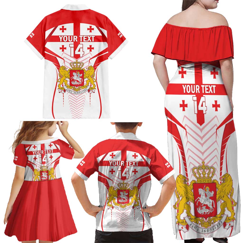 Custom Georgia Football Family Matching Off Shoulder Maxi Dress and Hawaiian Shirt Come On Georgian