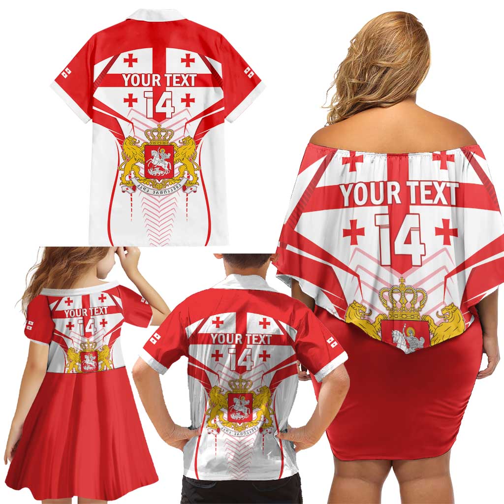 Custom Georgia Football Family Matching Off Shoulder Short Dress and Hawaiian Shirt Come On Georgian