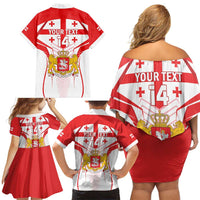 Custom Georgia Football Family Matching Off Shoulder Short Dress and Hawaiian Shirt Come On Georgian