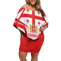 Custom Georgia Football Family Matching Off Shoulder Short Dress and Hawaiian Shirt Come On Georgian