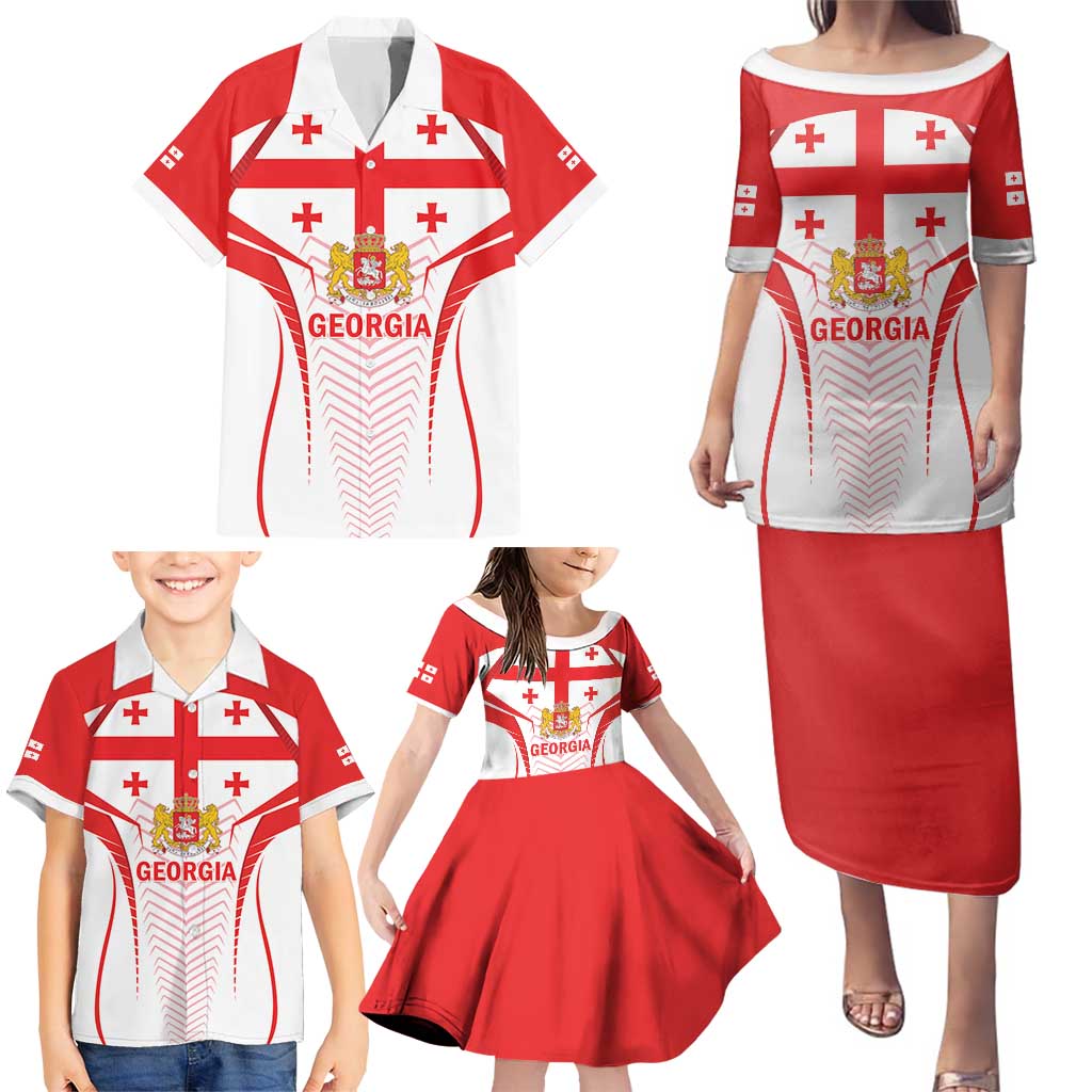 Custom Georgia Football Family Matching Puletasi and Hawaiian Shirt Come On Georgian