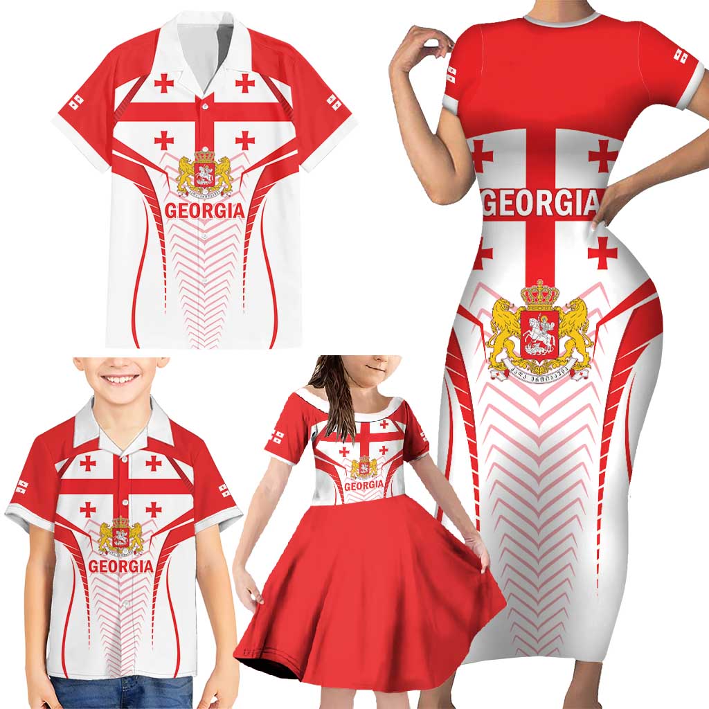 Custom Georgia Football Family Matching Short Sleeve Bodycon Dress and Hawaiian Shirt Come On Georgian