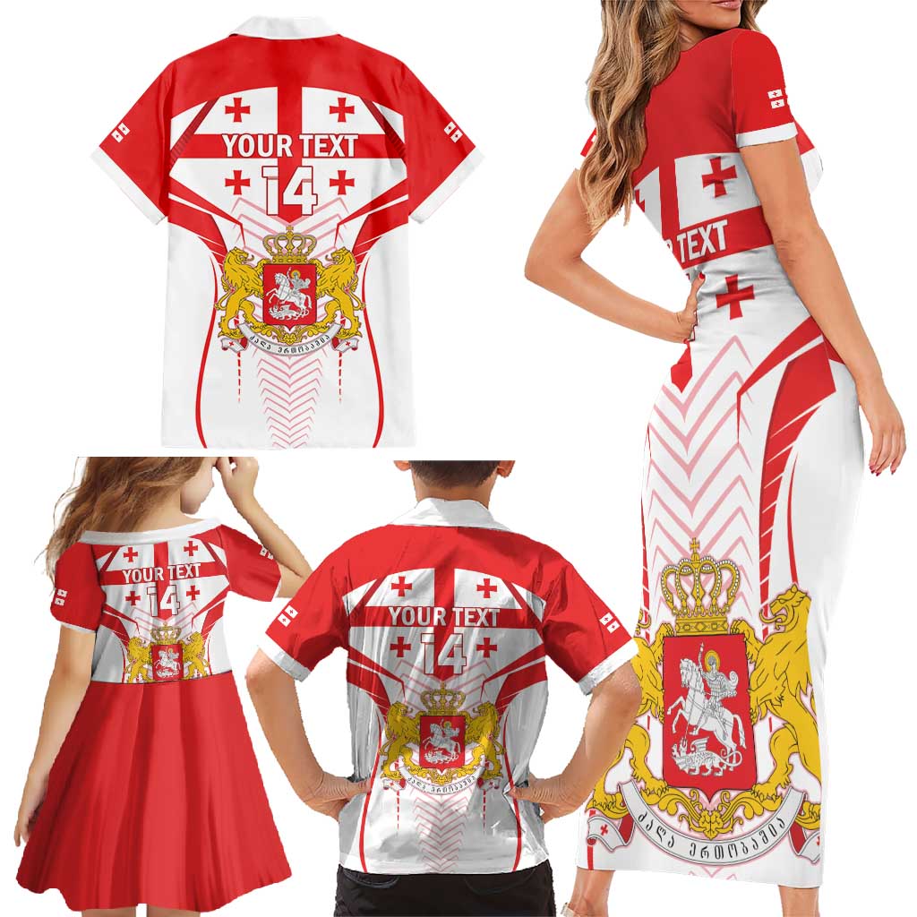 Custom Georgia Football Family Matching Short Sleeve Bodycon Dress and Hawaiian Shirt Come On Georgian