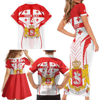 Custom Georgia Football Family Matching Short Sleeve Bodycon Dress and Hawaiian Shirt Come On Georgian