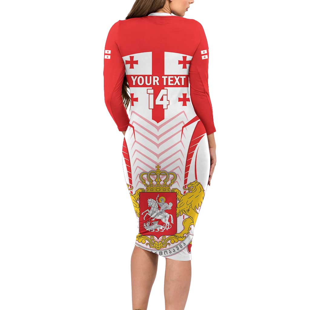 Custom Georgia Football Long Sleeve Bodycon Dress Come On Georgian