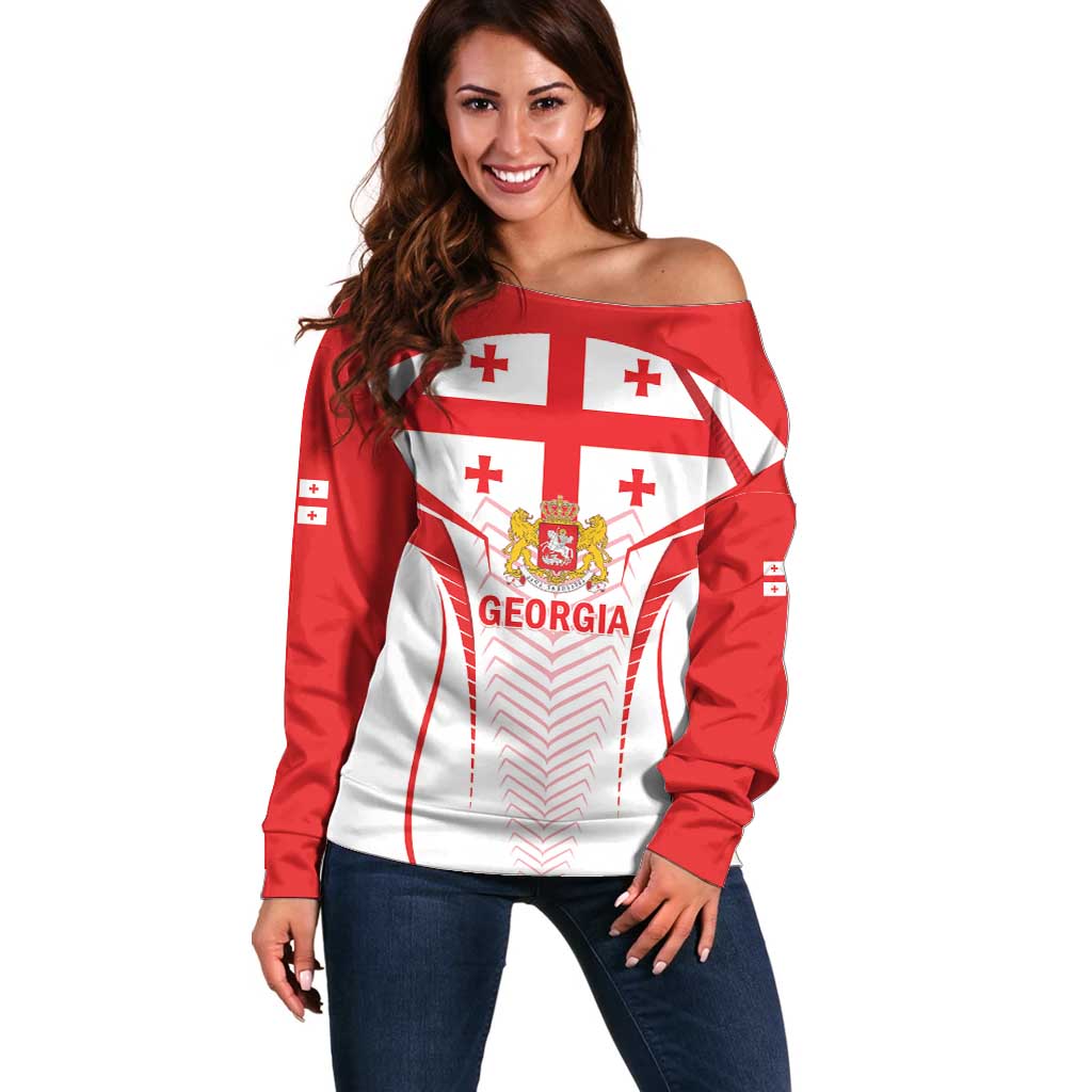 Custom Georgia Football Off Shoulder Sweater Come On Georgian