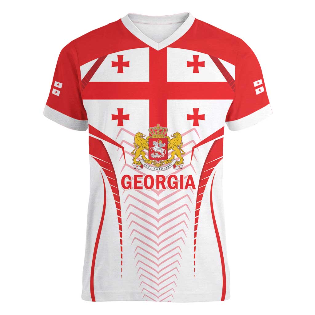 Custom Georgia Football Women V-Neck T-Shirt Come On Georgian