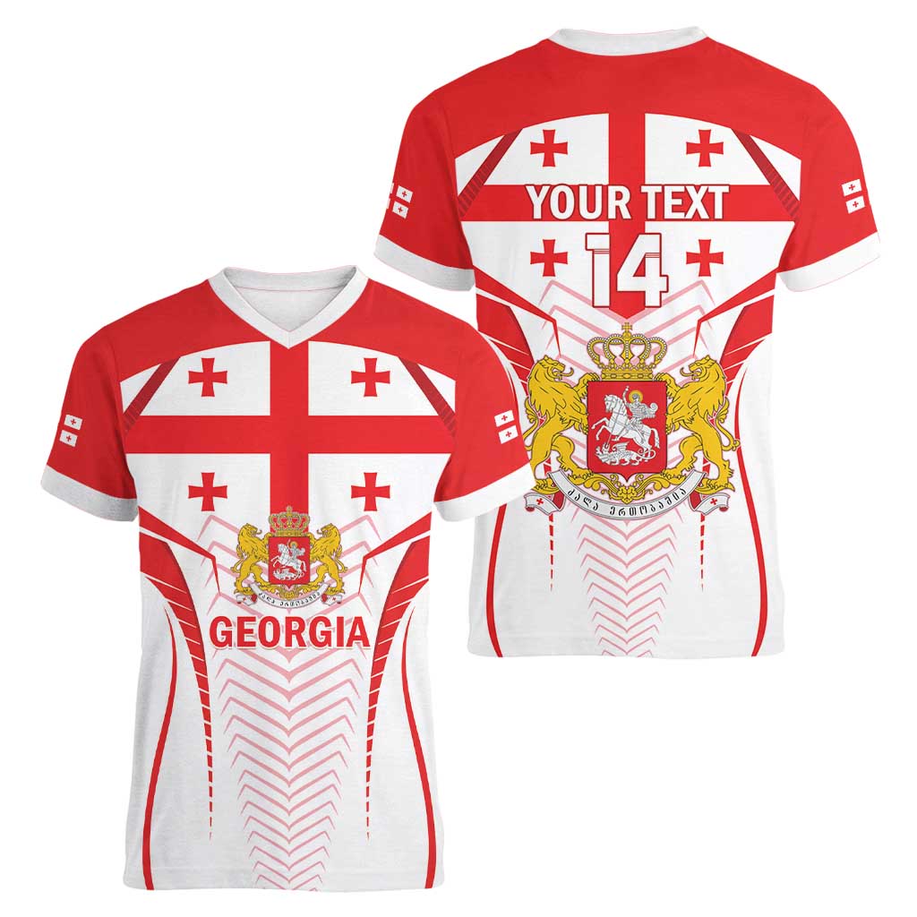 Custom Georgia Football Women V-Neck T-Shirt Come On Georgian