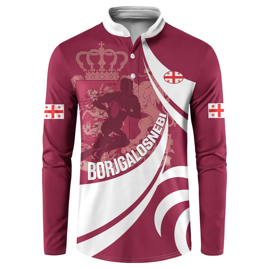Custom Georgia Rugby Button Sweatshirt Go Borjgalosnebi