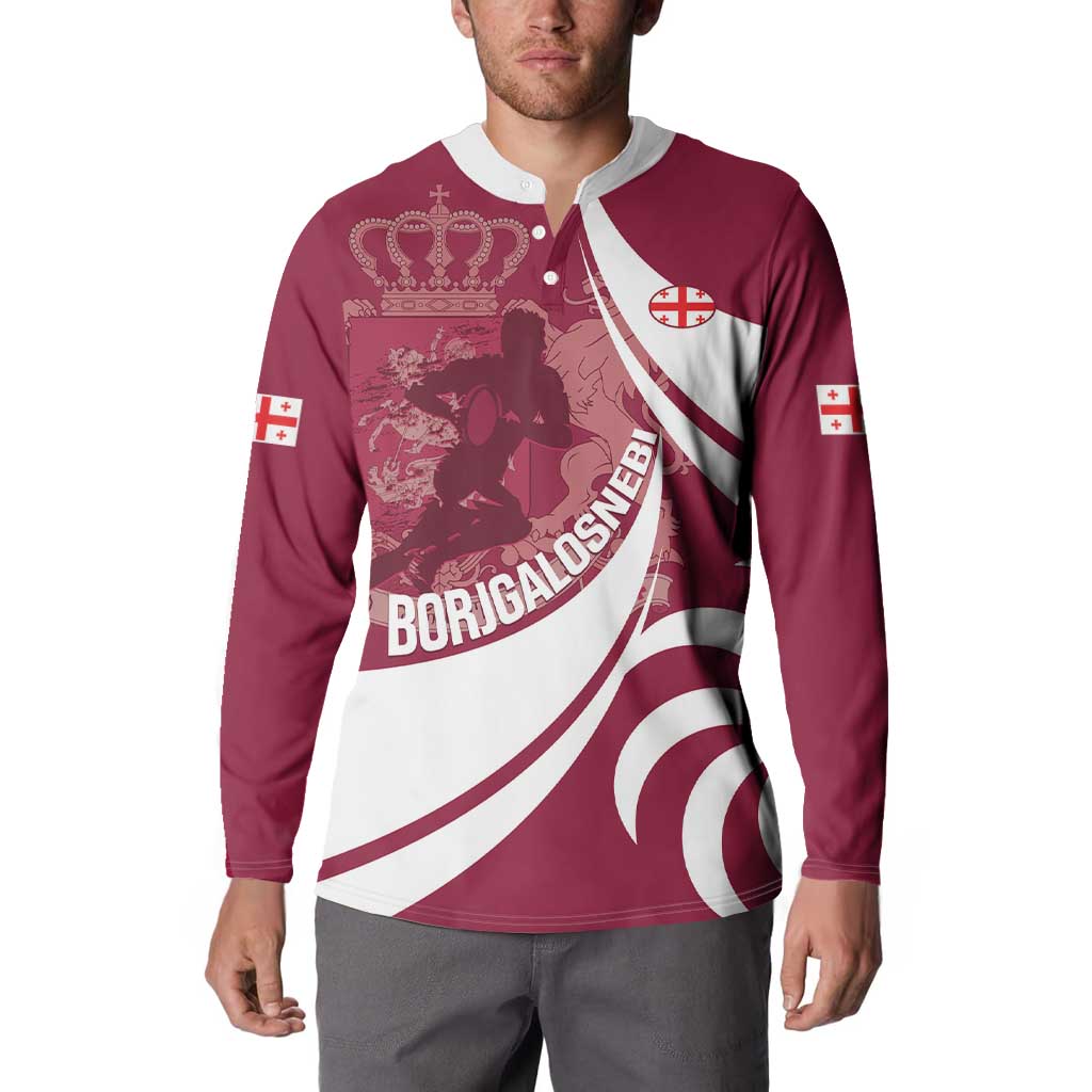 Custom Georgia Rugby Button Sweatshirt Go Borjgalosnebi