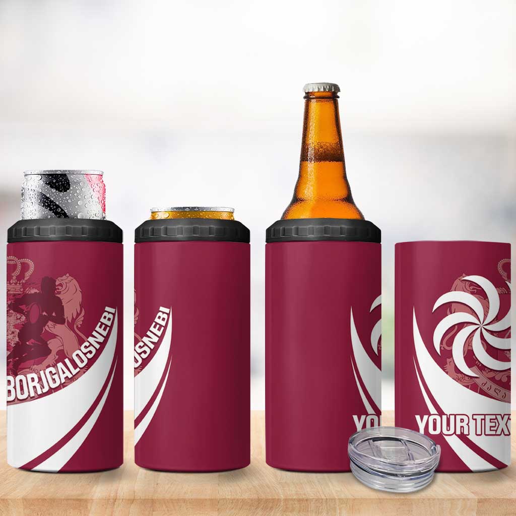 Custom Georgia Rugby 4 in 1 Can Cooler Tumbler Go Borjgalosnebi