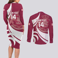 Custom Georgia Rugby Couples Matching Long Sleeve Bodycon Dress and Long Sleeve Button Shirt Go Borjgalosnebi