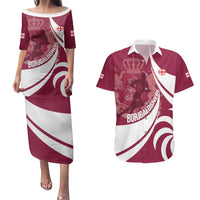 Custom Georgia Rugby Couples Matching Puletasi and Hawaiian Shirt Go Borjgalosnebi