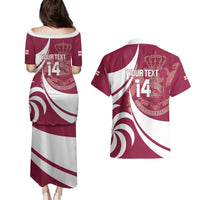 Custom Georgia Rugby Couples Matching Puletasi and Hawaiian Shirt Go Borjgalosnebi