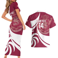 Custom Georgia Rugby Couples Matching Short Sleeve Bodycon Dress and Hawaiian Shirt Go Borjgalosnebi