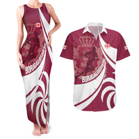 Custom Georgia Rugby Couples Matching Tank Maxi Dress and Hawaiian Shirt Go Borjgalosnebi