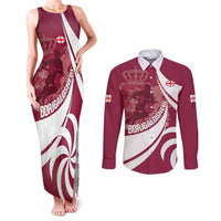 Custom Georgia Rugby Couples Matching Tank Maxi Dress and Long Sleeve Button Shirt Go Borjgalosnebi