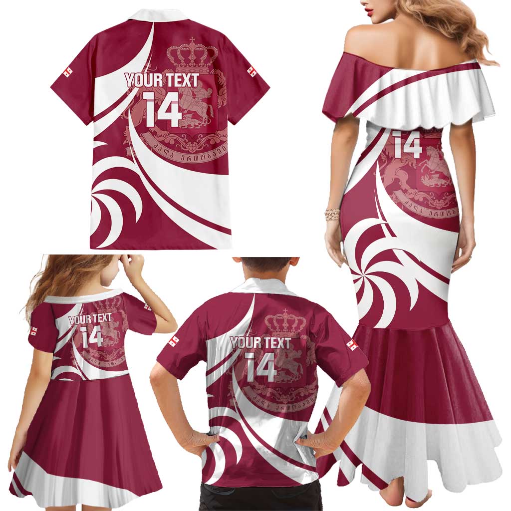 Custom Georgia Rugby Family Matching Mermaid Dress and Hawaiian Shirt Go Borjgalosnebi