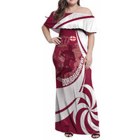 Custom Georgia Rugby Family Matching Off Shoulder Maxi Dress and Hawaiian Shirt Go Borjgalosnebi