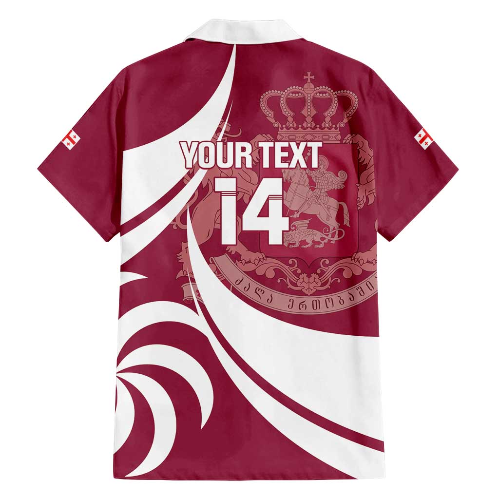 Custom Georgia Rugby Family Matching Puletasi and Hawaiian Shirt Go Borjgalosnebi