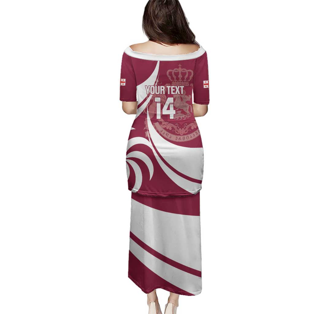 Custom Georgia Rugby Family Matching Puletasi and Hawaiian Shirt Go Borjgalosnebi