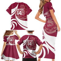 Custom Georgia Rugby Family Matching Short Sleeve Bodycon Dress and Hawaiian Shirt Go Borjgalosnebi