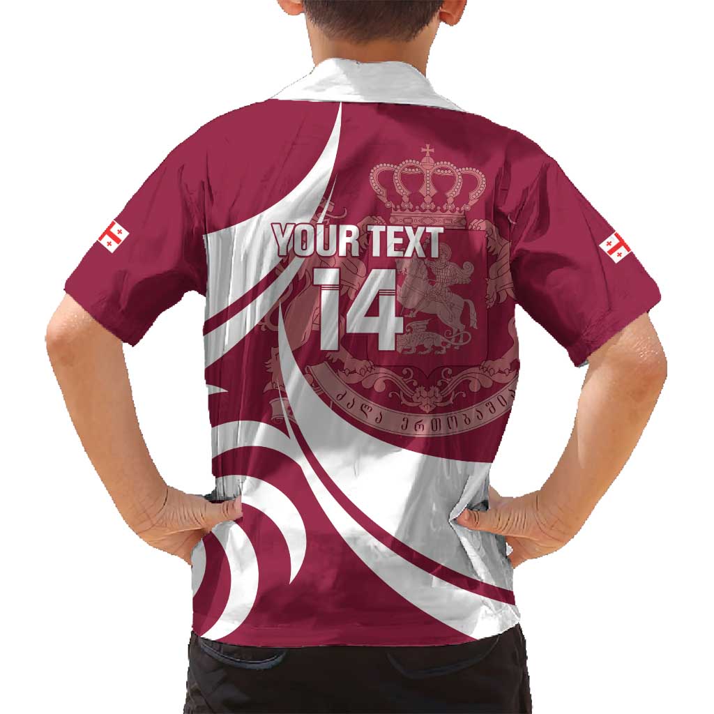 Custom Georgia Rugby Family Matching Summer Maxi Dress and Hawaiian Shirt Go Borjgalosnebi