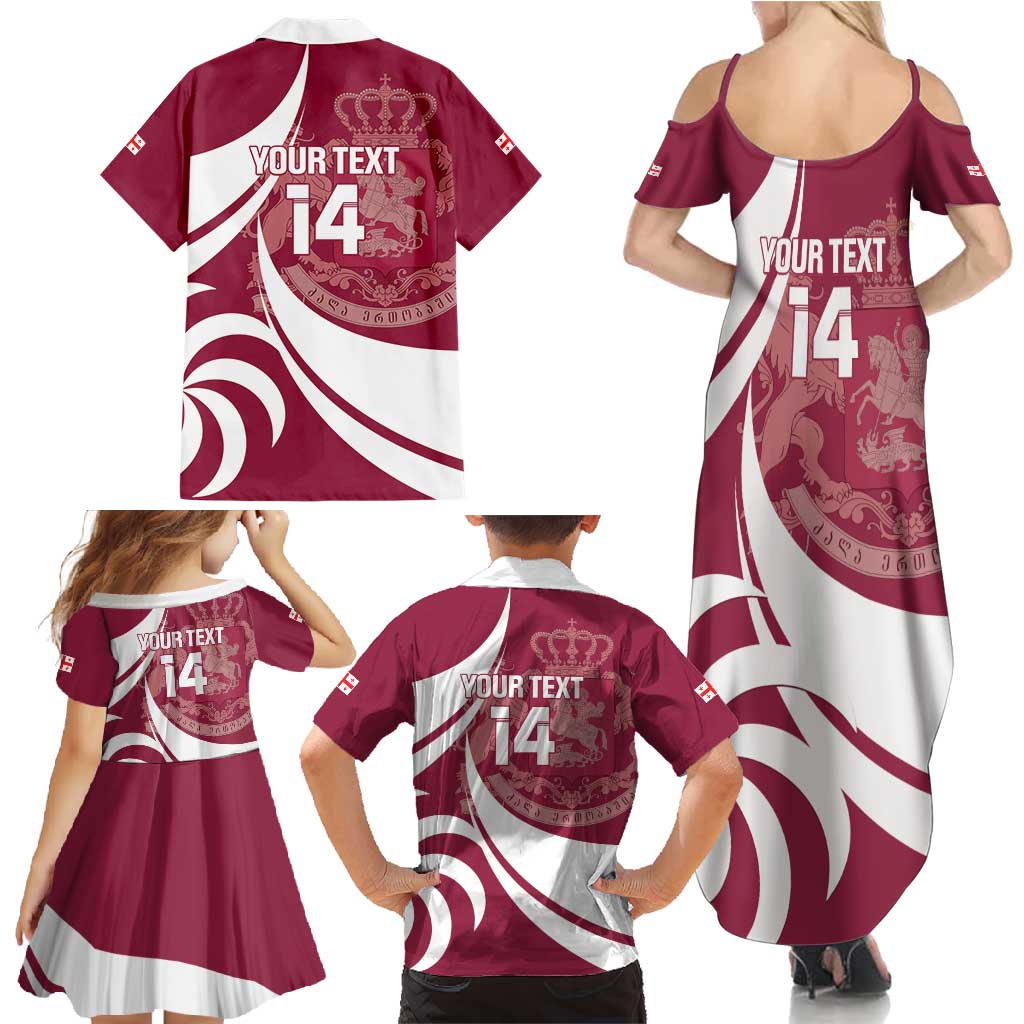 Custom Georgia Rugby Family Matching Summer Maxi Dress and Hawaiian Shirt Go Borjgalosnebi