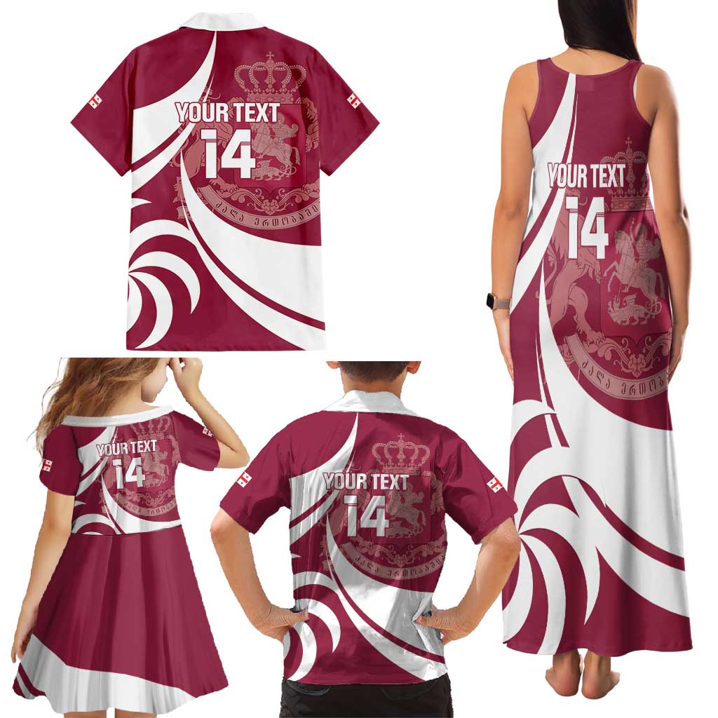 Custom Georgia Rugby Family Matching Tank Maxi Dress and Hawaiian Shirt Go Borjgalosnebi