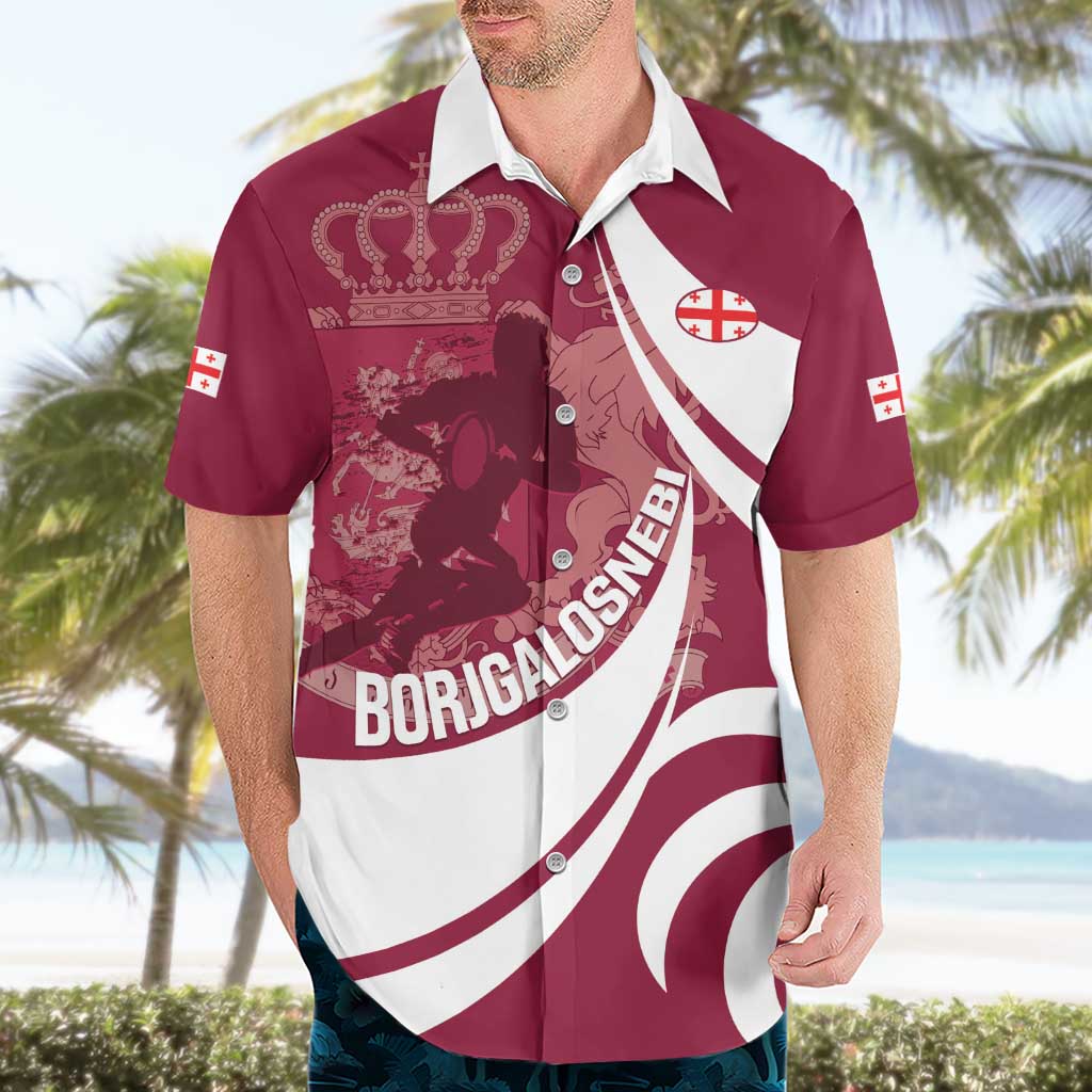 Custom Georgia Rugby Hawaiian Shirt Go Borjgalosnebi