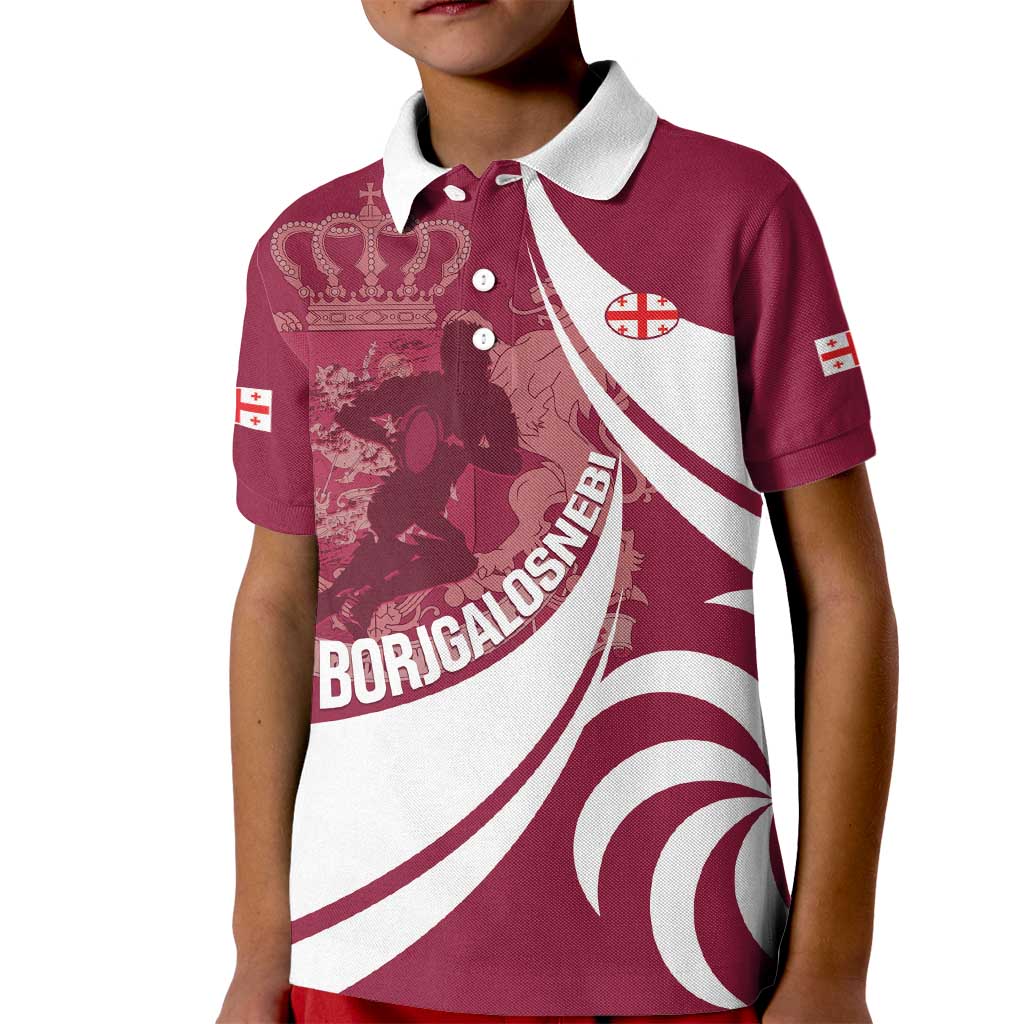Custom Georgia Rugby Kid Polo Shirt Go Borjgalosnebi