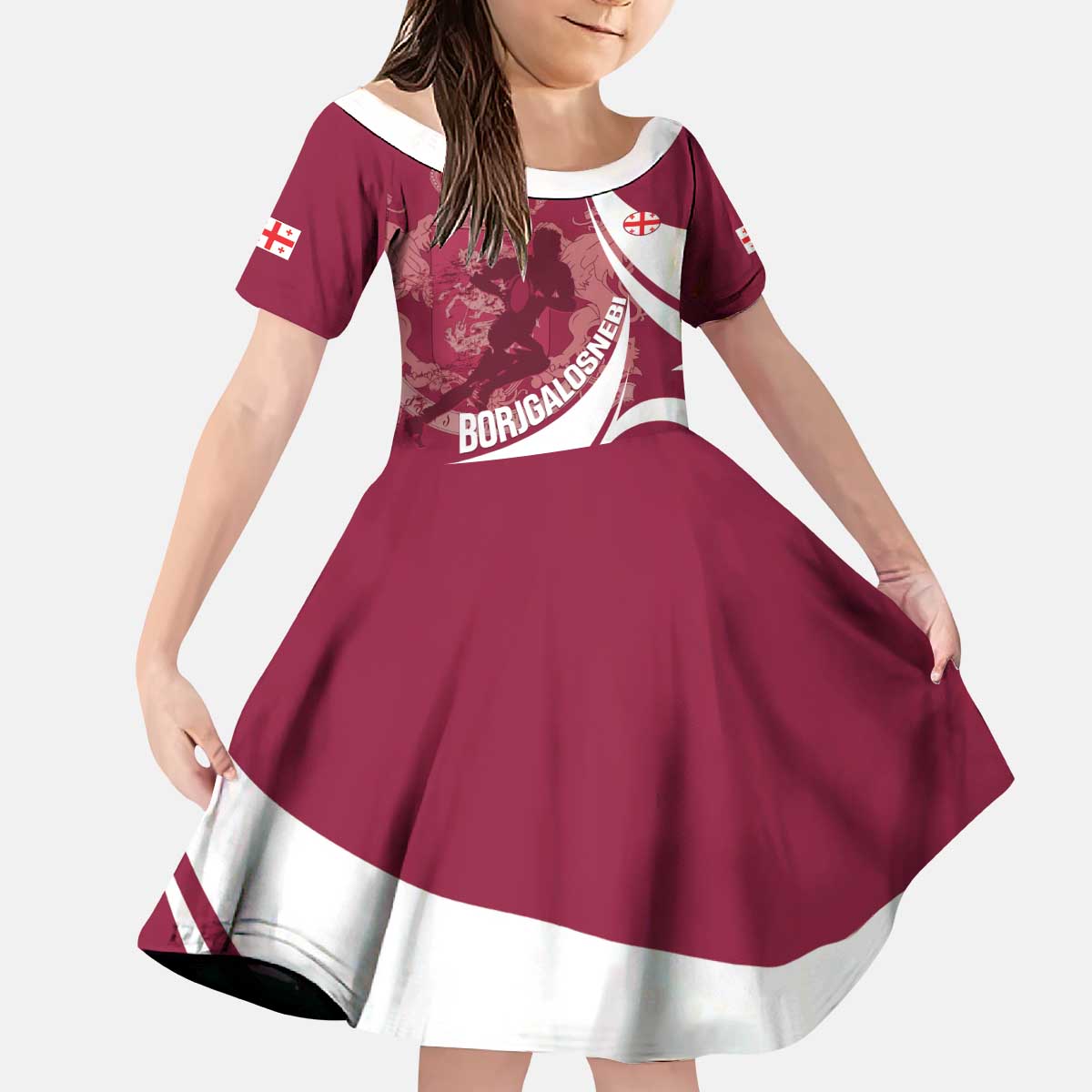 Custom Georgia Rugby Kid Short Sleeve Dress Go Borjgalosnebi