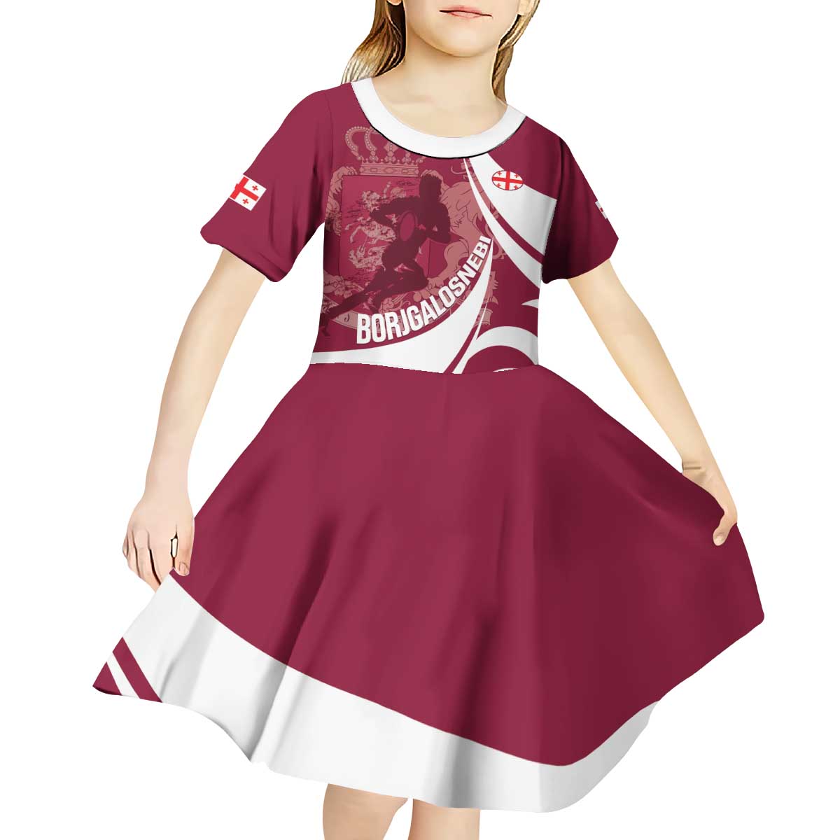 Custom Georgia Rugby Kid Short Sleeve Dress Go Borjgalosnebi