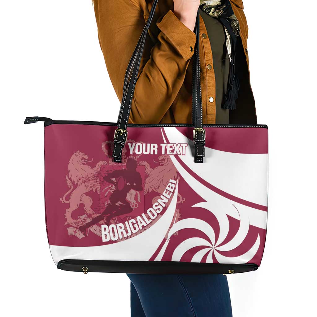 Custom Georgia Rugby Leather Tote Bag Go Borjgalosnebi