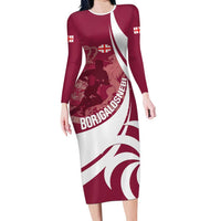 Custom Georgia Rugby Long Sleeve Bodycon Dress Go Borjgalosnebi