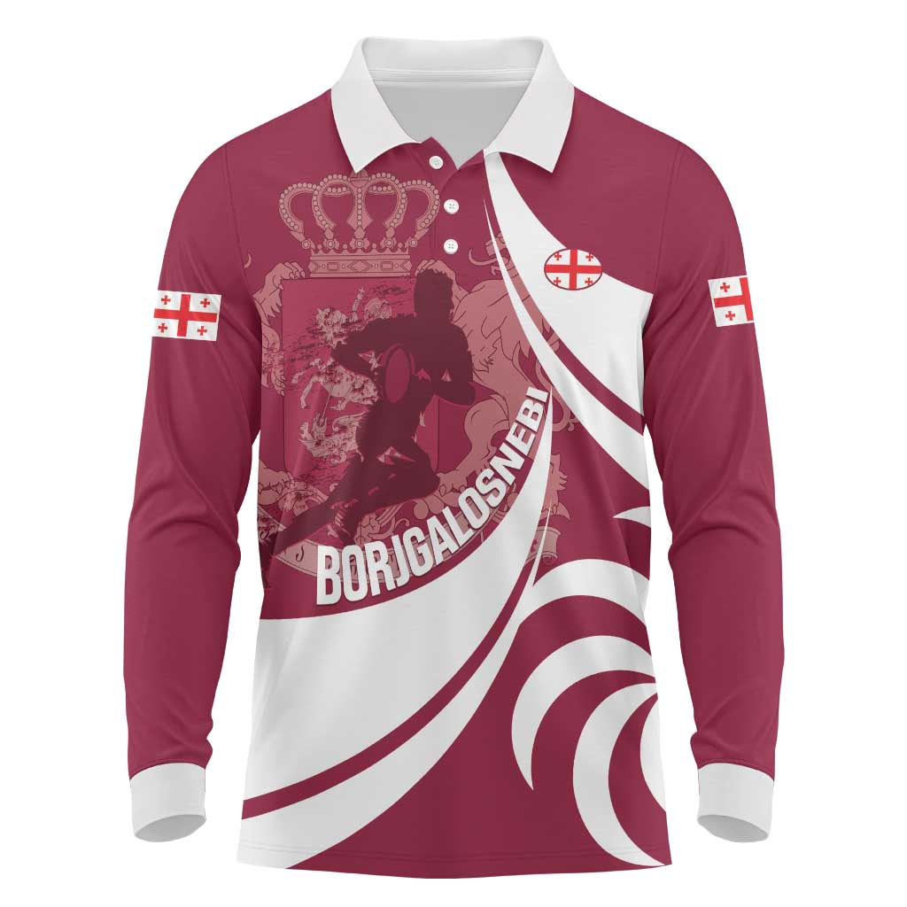 Custom Georgia Rugby Long Sleeve Polo Shirt Go Borjgalosnebi