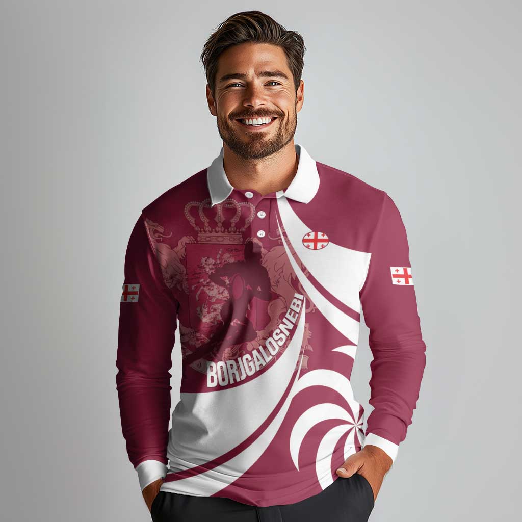 Custom Georgia Rugby Long Sleeve Polo Shirt Go Borjgalosnebi