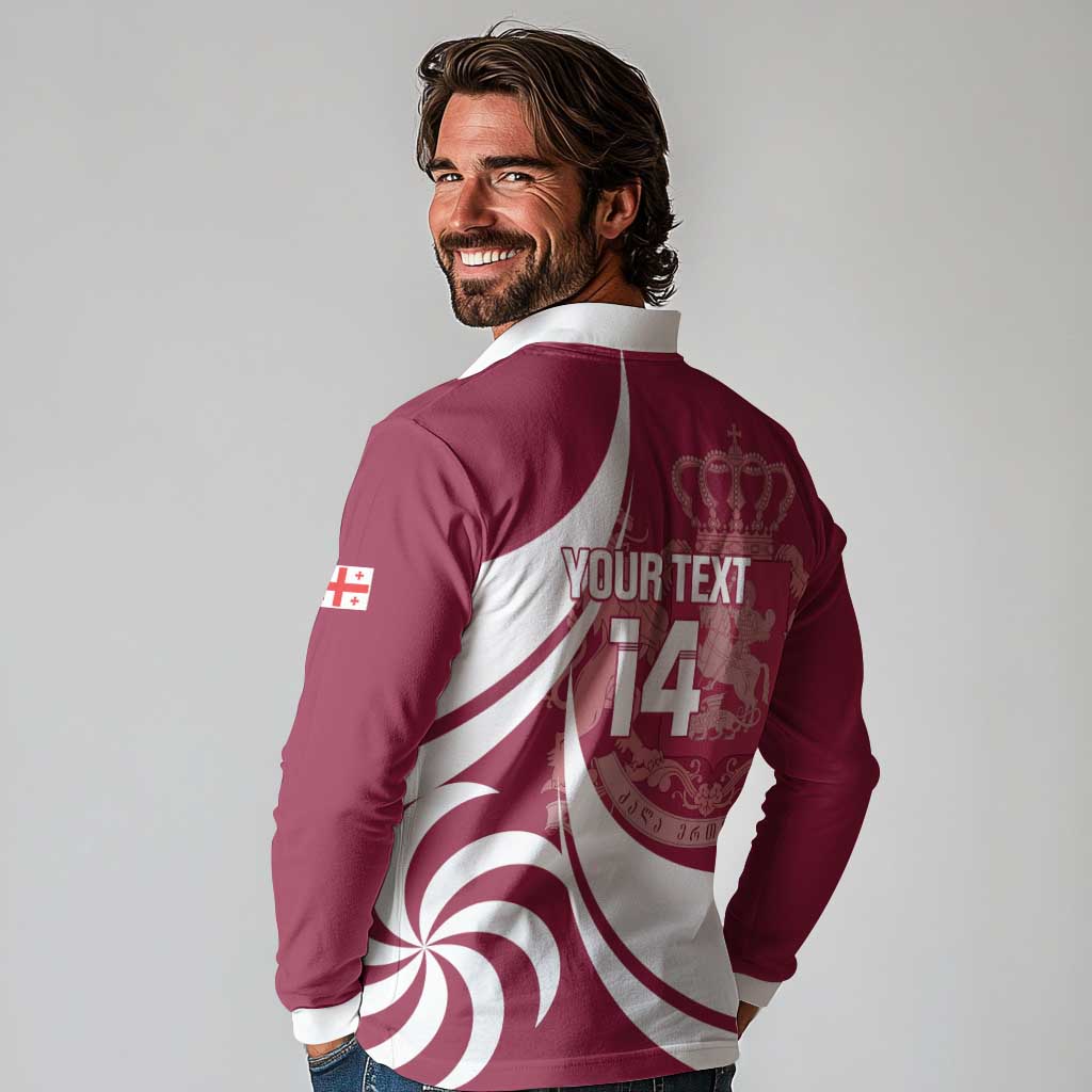 Custom Georgia Rugby Long Sleeve Polo Shirt Go Borjgalosnebi