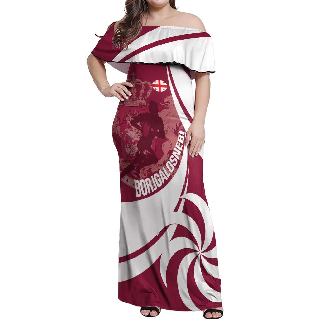Custom Georgia Rugby Off Shoulder Maxi Dress Go Borjgalosnebi
