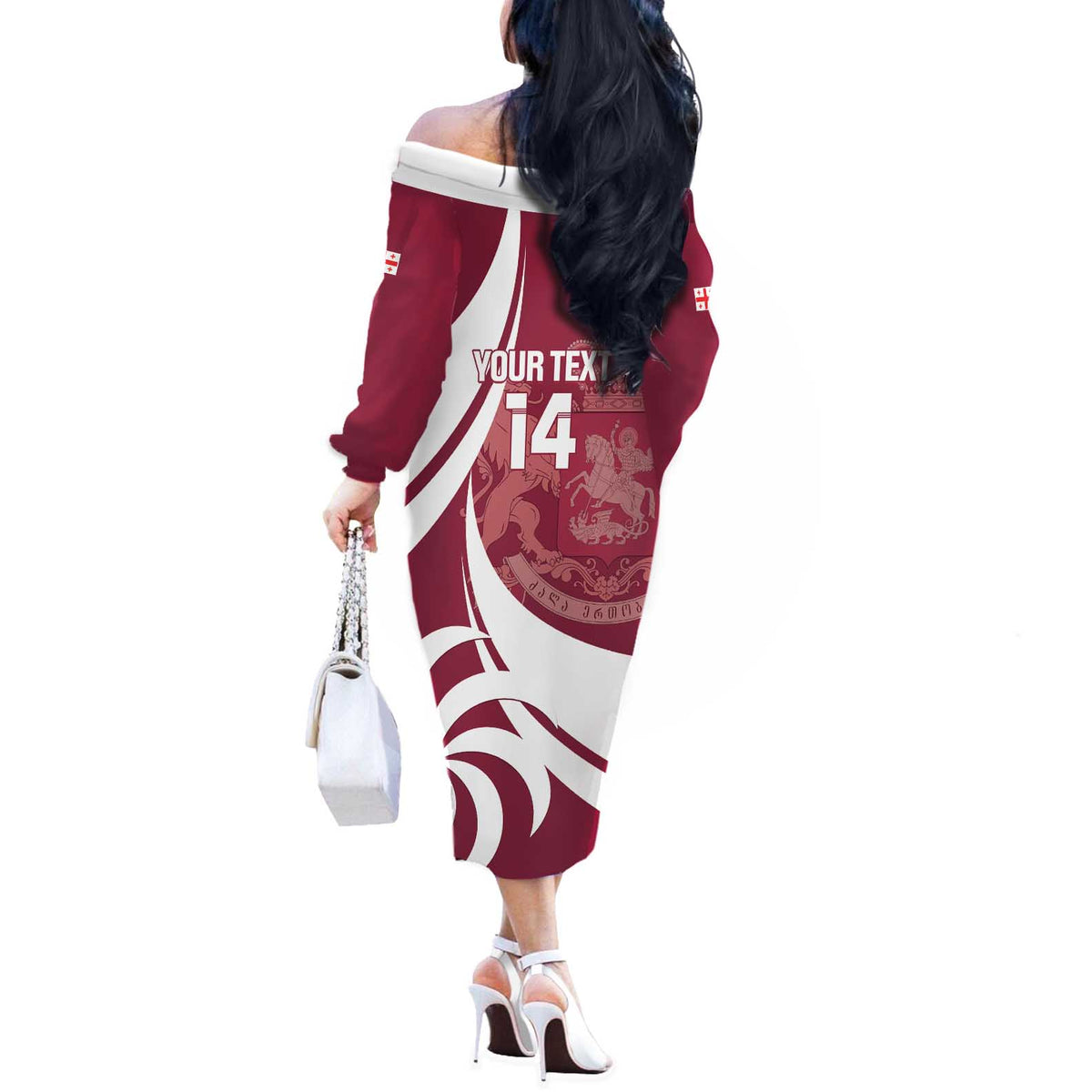 Custom Georgia Rugby Off The Shoulder Long Sleeve Dress Go Borjgalosnebi