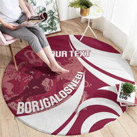 Custom Georgia Rugby Round Carpet Go Borjgalosnebi