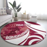 Custom Georgia Rugby Round Carpet Go Borjgalosnebi