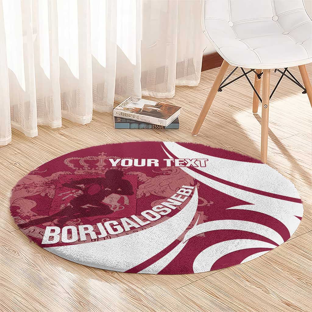 Custom Georgia Rugby Round Carpet Go Borjgalosnebi
