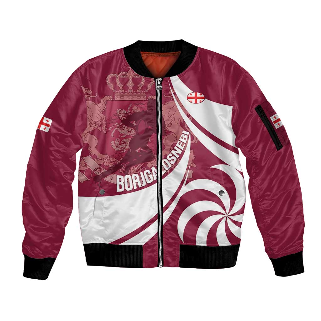 Custom Georgia Rugby Sleeve Zip Bomber Jacket Go Borjgalosnebi