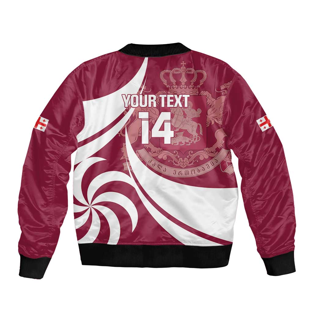 Custom Georgia Rugby Sleeve Zip Bomber Jacket Go Borjgalosnebi