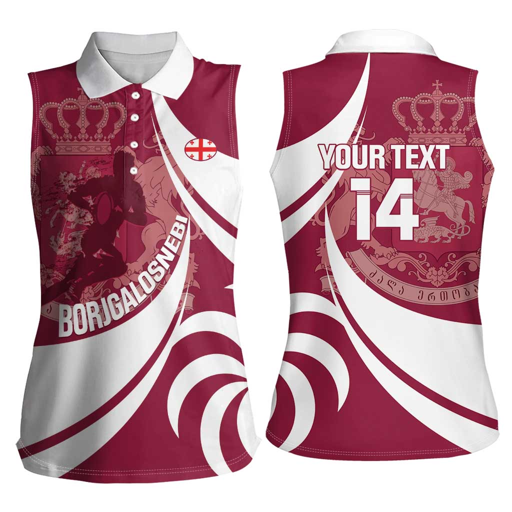 Custom Georgia Rugby Women Sleeveless Polo Shirt Go Borjgalosnebi